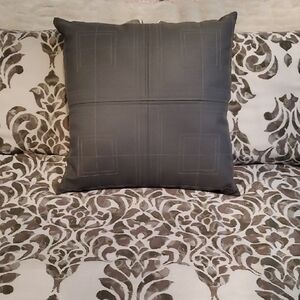 NWT Hotel Collection 20" Elegant Gray Faux Leather Throw Pillow
